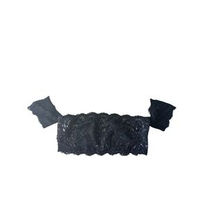 Victoria's Secret Black Floral Lace Bralette Off-Shoulder Cap Sleeve Wire-Free L